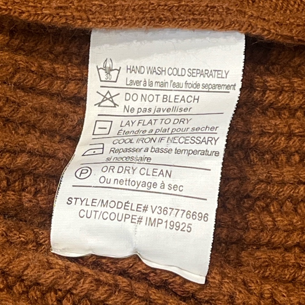 Vince Chunky Knit Wool Cashmere V-Neck Cardigan Sweater - Rust Orange, Size M - Picture 15 of 15